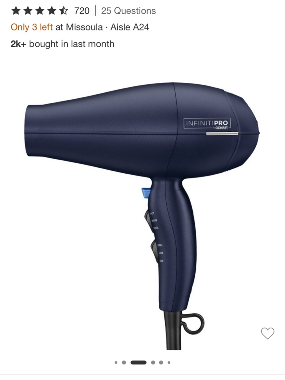 Conair InfinitiPro Compact Hair Dryer - Navy Blue